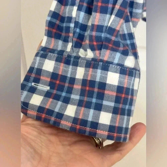 Vineyard Vines Whale shirt button down long sleeve flannel blue/pink size S - Picture 8 of 11